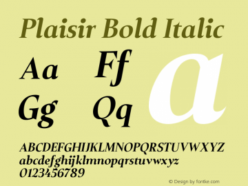 PlaisirBoldItalic Version 1.000; ttfautohint (v1.6) Font Sample