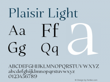 PlaisirLight Version 1.000; ttfautohint (v1.6) Font Sample