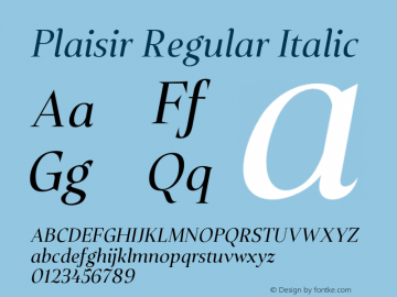 PlaisirRegularItalic Version 1.000; ttfautohint (v1.6) Font Sample