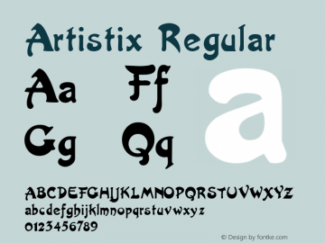 Artistix Regular Macromedia Fontographer 4.1 1/21/01图片样张