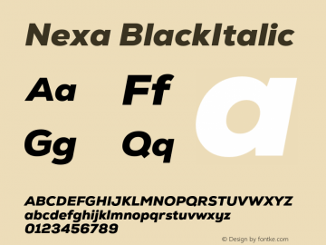 Nexa-BlackItalic Version 2.00 Font Sample