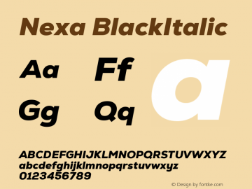 Nexa BlackItalic Version 2.00 Font Sample