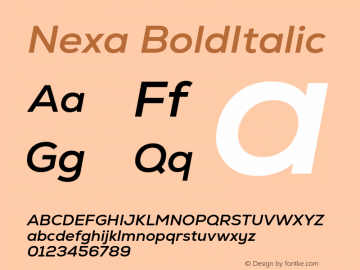 Nexa-BoldItalic Version 2.00 Font Sample