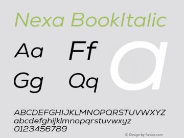 Nexa BookItalic Version 2.00 Font Sample