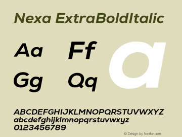 Nexa-ExtraBoldItalic Version 2.00 Font Sample