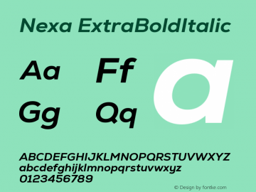 Nexa ExtraBoldItalic Version 2.00 Font Sample