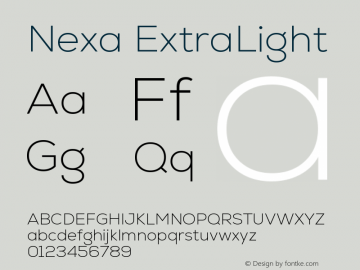 Nexa ExtraLight Version 2.00 Font Sample