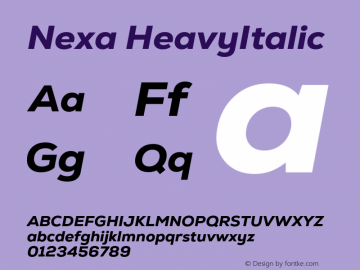 Nexa-HeavyItalic Version 2.00 Font Sample