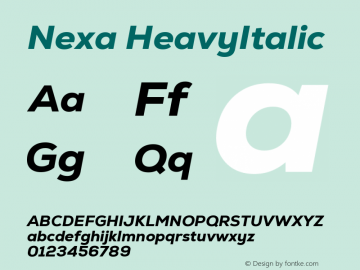 Nexa HeavyItalic Version 2.00 Font Sample