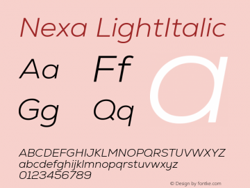 Nexa LightItalic Version 2.00 Font Sample
