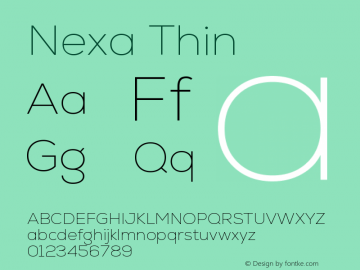 Nexa Thin Version 2.00 Font Sample