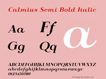 Calmius-SemiBoldItalic Version 1.000 Font Sample