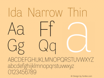 Ida Narrow Thin Version 1.001 Font Sample