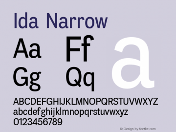Ida Narrow Version 1.001 Font Sample