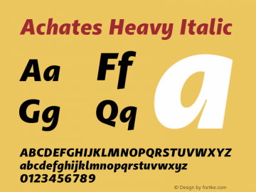 Achates Heavy Italic Version 2.056 Font Sample