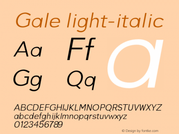 Gale light-italic 0.1.0 Font Sample