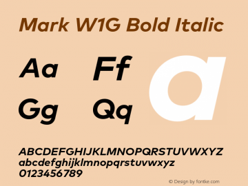 MarkW1G-BoldItalic 1.000 Font Sample