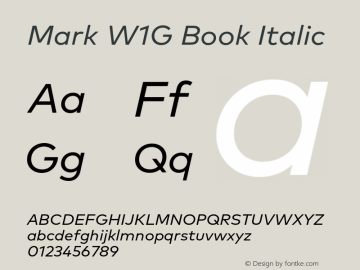 MarkW1G-BookItalic 1.000 Font Sample