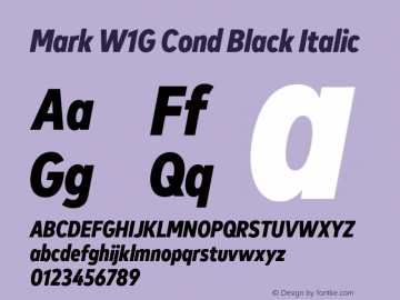 MarkW1G-CondBlackItalic 1.000 Font Sample