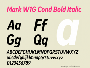 MarkW1G-CondBoldItalic 1.000 Font Sample