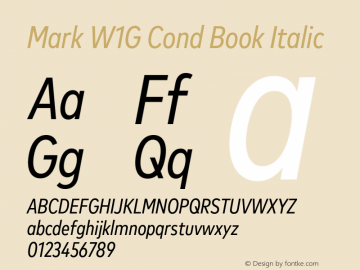 MarkW1G-CondBookItalic 1.000 Font Sample