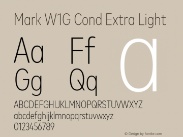 MarkW1G-CondExtraLight 1.000 Font Sample