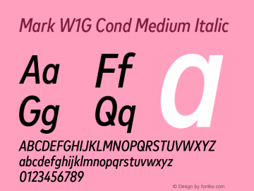 MarkW1G-CondMediumItalic 1.000 Font Sample