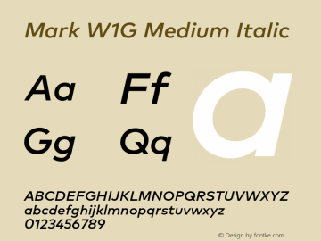 MarkW1G-MediumItalic 1.000 Font Sample