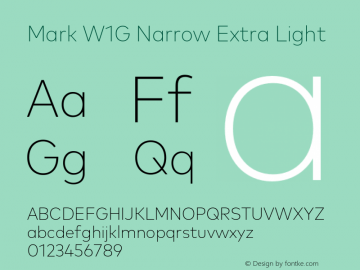 MarkW1G-NarrowExtraLight 1.000 Font Sample