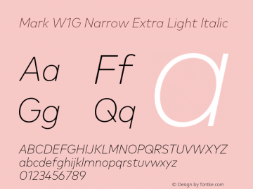 MarkW1G-NarrowExtraLightItalic 1.000 Font Sample