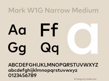 MarkW1G-NarrowMedium 1.000 Font Sample
