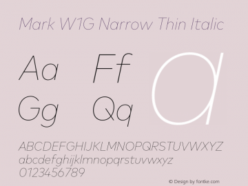 MarkW1G-NarrowThinItalic 1.000 Font Sample