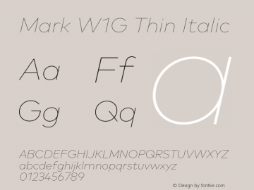 MarkW1G-ThinItalic 1.000 Font Sample