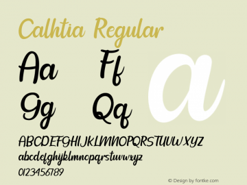 Calhtia Version 1.00;February 12, 2020;FontCreator 11.5.0.2422 64-bit Font Sample