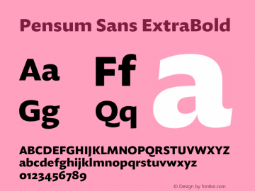 Pensum Sans ExtraBold Regular Version 1.000;PS 1.0;hotconv 1.0.88;makeotf.lib2.5.647800 DEVELOPMENT Font Sample