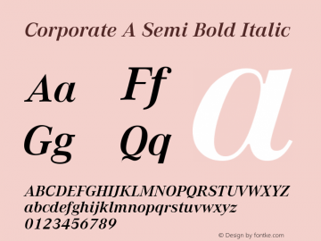 CorporateA-SemiBoldItalic Version 1.005 2006 Font Sample