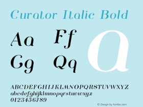 Curator-ItalicBold Version 1.000;PS 001.000;hotconv 1.0.88;makeotf.lib2.5.64775 Font Sample