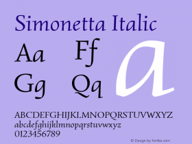 Simonetta Italic Version 1.004 Font Sample