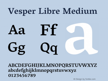 Vesper Libre Medium Version 1.058 Font Sample