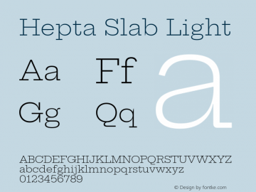 Hepta Slab Light Version 1.100; ttfautohint (v1.8) -l 8 -r 50 -G 200 -x 14 -D latn -f none -a qsq -X 