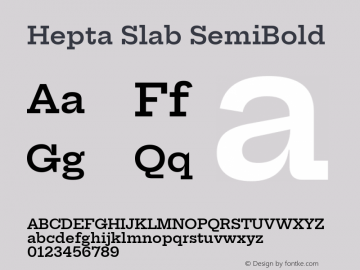 Hepta Slab SemiBold Version 1.100; ttfautohint (v1.8) -l 8 -r 50 -G 200 -x 14 -D latn -f none -a qsq -X 