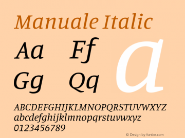 Manuale Italic Version 0.075 Font Sample