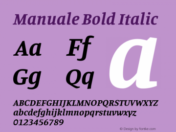 Manuale Bold Italic Version 0.075 Font Sample