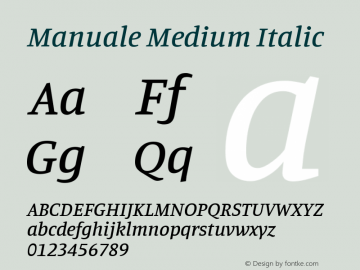 Manuale Medium Italic Version 0.075 Font Sample