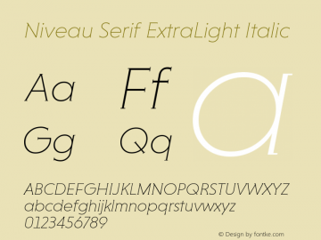 NiveauSerifExtraLight-Italic Version 1.000 Font Sample
