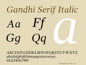 GandhiSerif-Italic Version 1.001 Font Sample