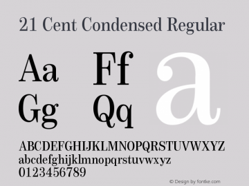 21 Cent Condensed Version 1.000; Fonts for Free; vk.com/fontsforfree图片样张