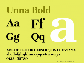 Unna Bold Version 2.007; ttfautohint (v1.5)图片样张