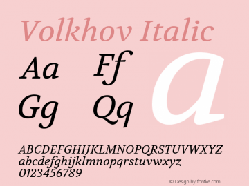 Volkhov Italic Version 1.010图片样张