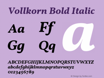 Vollkorn Bold Italic Version 4.015图片样张